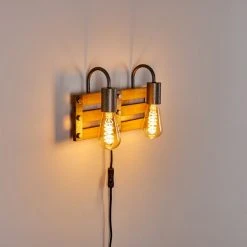 Hofstein Mallard Wandleuchte Silber, Holz hell, 2-flammig -Wandleuchten Verkauf mallard wandleuchte h3364321 3