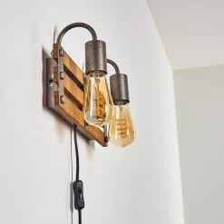 Hofstein Mallard Wandleuchte Silber, Holz hell, 2-flammig -Wandleuchten Verkauf mallard wandleuchte h3364321 4