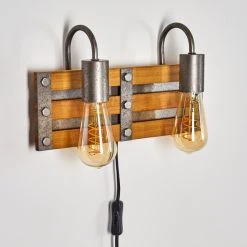 Hofstein Mallard Wandleuchte Silber, Holz hell, 2-flammig -Wandleuchten Verkauf mallard wandleuchte h3364321 5