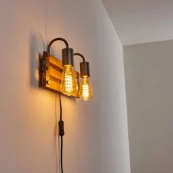 Hofstein Mallard Wandleuchte Silber, Holz hell, 2-flammig -Wandleuchten Verkauf mallard wandleuchte h3364321 9