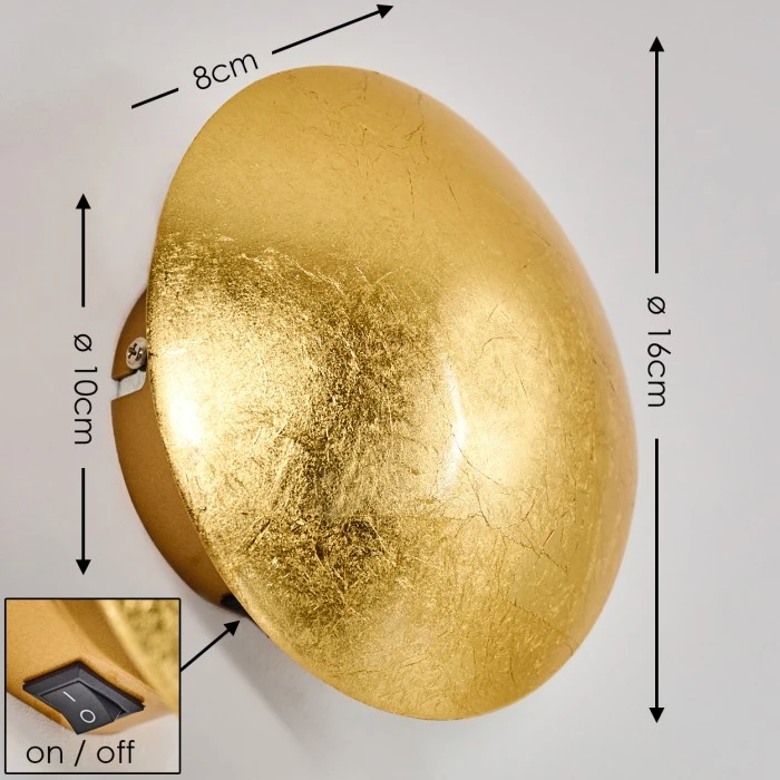 Hofstein Mezia Wandleuchte Gold, 1-flammig 2 Hofstein Mezia Wandleuchte Gold, 1-flammig – Bild 2