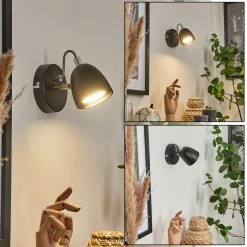 Hofstein Moesdorf Wandleuchte LED Nickel-Matt, Schwarz, 1-flammig