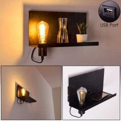 Hofstein Moheda Wandleuchte Schwarz, Rostfarben, 1-flammig