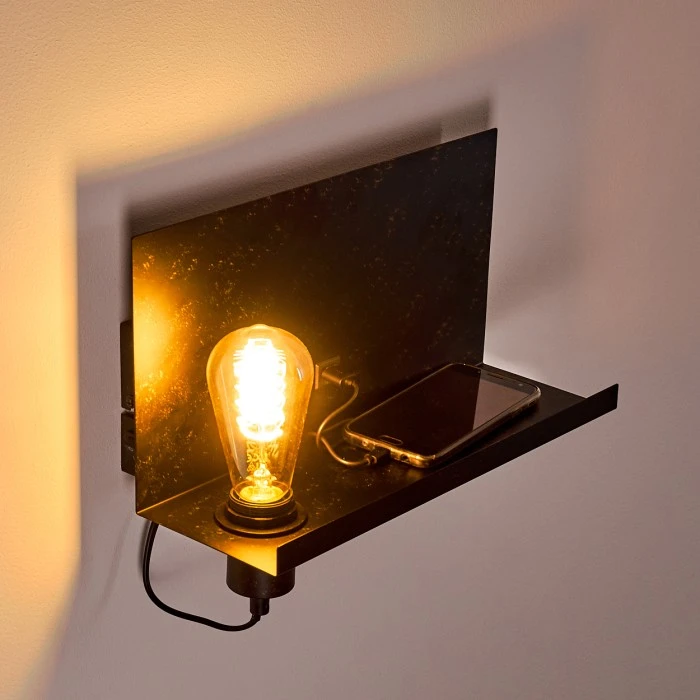 Hofstein Moheda Wandleuchte Schwarz, Rostfarben, 1-flammig 4 Hofstein Moheda Wandleuchte Schwarz, Rostfarben, 1-flammig - Image 4