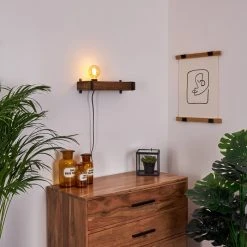 Hofstein Montgomery Wandleuchte Schwarz, Holz dunkel, 1-flammig -Wandleuchten Verkauf montgomery wandleuchte h3369005 16