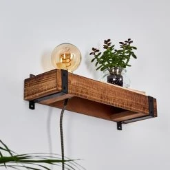 Hofstein Montgomery Wandleuchte Schwarz, Holz dunkel, 1-flammig -Wandleuchten Verkauf montgomery wandleuchte h3369005 17