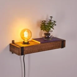 Hofstein Montgomery Wandleuchte Schwarz, Holz dunkel, 1-flammig -Wandleuchten Verkauf montgomery wandleuchte h3369005 3