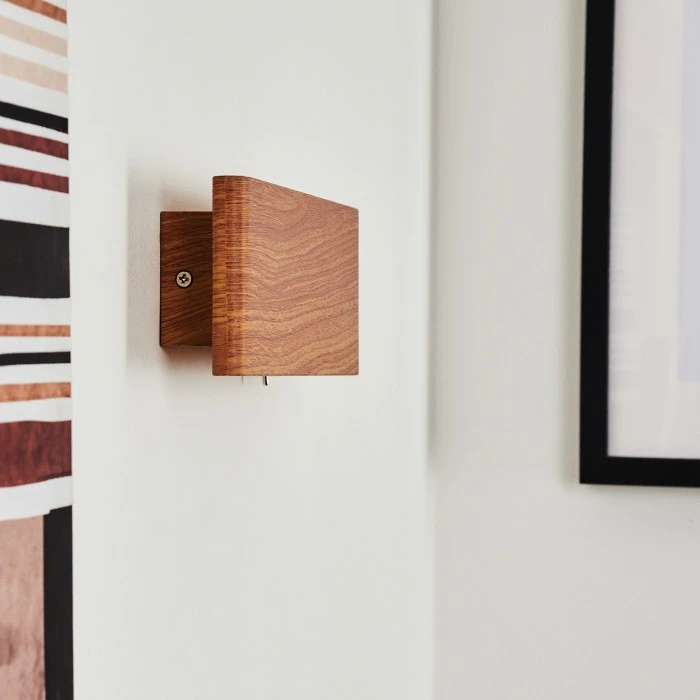 Hofstein Mosambik Wandleuchte LED Nickel-Matt, Braun, Holz dunkel, 1-flammig 2 Hofstein Mosambik Wandleuchte LED Nickel-Matt, Braun, Holz dunkel, 1-flammig - Image 2