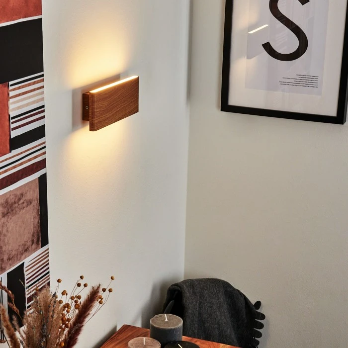 Hofstein Mosambik Wandleuchte LED Nickel-Matt, Braun, Holz dunkel, 1-flammig 11 Hofstein Mosambik Wandleuchte LED Nickel-Matt, Braun, Holz dunkel, 1-flammig - Image 11