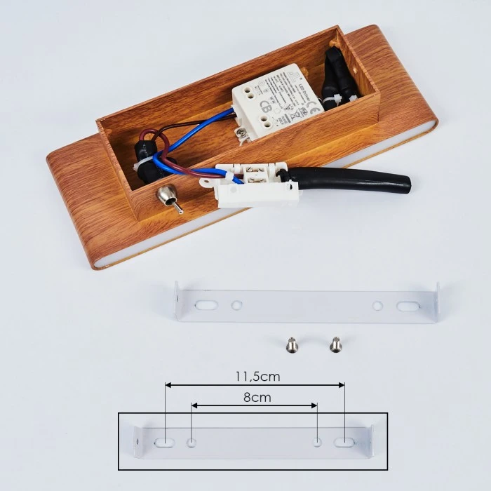 Hofstein Mosambik Wandleuchte LED Nickel-Matt, Braun, Holz dunkel, 1-flammig 5 Hofstein Mosambik Wandleuchte LED Nickel-Matt, Braun, Holz dunkel, 1-flammig - Image 5