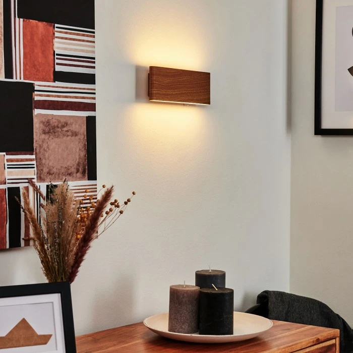 Hofstein Mosambik Wandleuchte LED Nickel-Matt, Braun, Holz dunkel, 1-flammig 7 Hofstein Mosambik Wandleuchte LED Nickel-Matt, Braun, Holz dunkel, 1-flammig - Image 7