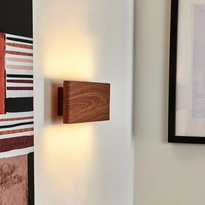 Hofstein Mosambik Wandleuchte LED Nickel-Matt, Braun, Holz dunkel, 1-flammig 11 Hofstein Mosambik Wandleuchte LED Nickel-Matt, Braun, Holz dunkel, 1-flammig - Image 11