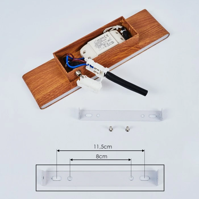 Hofstein Mosambik Wandleuchte LED Nickel-Matt, Braun, Holz dunkel, 1-flammig 5 Hofstein Mosambik Wandleuchte LED Nickel-Matt, Braun, Holz dunkel, 1-flammig - Image 5