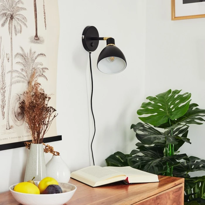 Hofstein Nabounay Wandleuchte Messing, Schwarz, 1-flammig 2 Hofstein Nabounay Wandleuchte Messing, Schwarz, 1-flammig - Image 2