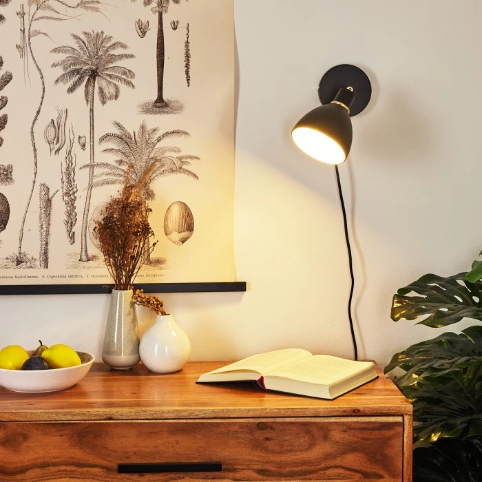 Hofstein Nabounay Wandleuchte Messing, Schwarz, 1-flammig 7 Hofstein Nabounay Wandleuchte Messing, Schwarz, 1-flammig - Image 7