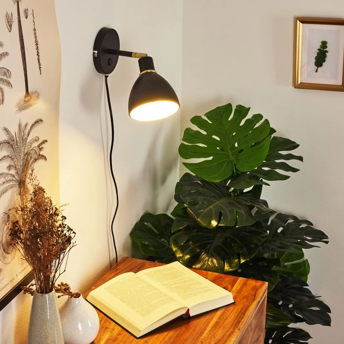 Hofstein Nabounay Wandleuchte Messing, Schwarz, 1-flammig 9 Hofstein Nabounay Wandleuchte Messing, Schwarz, 1-flammig - Image 9