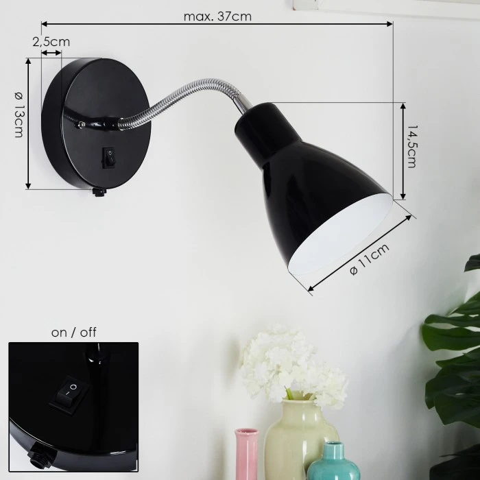 Hofstein Naouli Wandleuchte Chrom, Schwarz, 1-flammig 4 Hofstein Naouli Wandleuchte Chrom, Schwarz, 1-flammig - Image 4