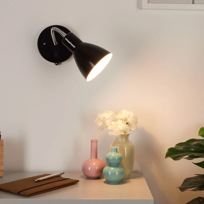 Hofstein Naouli Wandleuchte Chrom, Schwarz, 1-flammig 9 Hofstein Naouli Wandleuchte Chrom, Schwarz, 1-flammig - Image 9