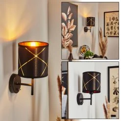 Hofstein Opatija Wandleuchte Schwarz, 1-flammig