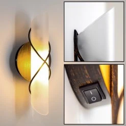 Hofstein Palma Wandleuchte Schwarz, Edelstahl, Weiß, 1-flammig