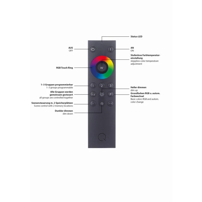 Paul Neuhaus Q-Serie Paul Neuhaus Q-TETRA MASTER Wandleuchte LED Nickel-Matt, 1-flammig, Fernbedienung, Farbwechsler 9 Paul Neuhaus Q-Serie Paul Neuhaus Q-TETRA MASTER Wandleuchte LED Nickel-Matt, 1-flammig, Fernbedienung, Farbwechsler – Bild 9