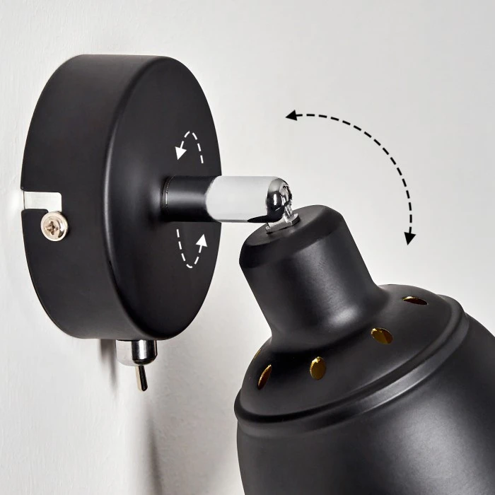 Hofstein Pistrino Wandleuchte Chrom, Schwarz, 1-flammig 6 Hofstein Pistrino Wandleuchte Chrom, Schwarz, 1-flammig - Image 6