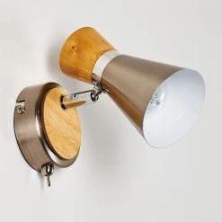 Hofstein Pulau Wandleuchte Nickel-Matt, Holz hell, 1-flammig -Wandleuchten Verkauf pulau wandleuchte h3095096 do1 12