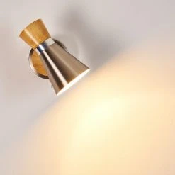 Hofstein Pulau Wandleuchte Nickel-Matt, Holz hell, 1-flammig -Wandleuchten Verkauf pulau wandleuchte h3095096 do1 13