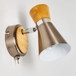 Hofstein Pulau Wandleuchte Nickel-Matt, Holz hell, 1-flammig -Wandleuchten Verkauf pulau wandleuchte h3095096 do1 3