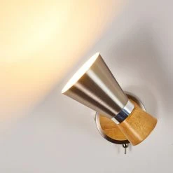 Hofstein Pulau Wandleuchte Nickel-Matt, Holz hell, 1-flammig -Wandleuchten Verkauf pulau wandleuchte h3095096 do1 5