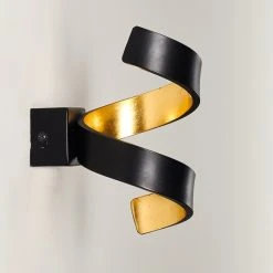 Hofstein Rezat Wandleuchte LED Schwarz-Gold, 1-flammig -Wandleuchten Verkauf rezat wandleuchte h3307236 13