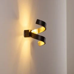 Hofstein Rezat Wandleuchte LED Schwarz-Gold, 1-flammig -Wandleuchten Verkauf rezat wandleuchte h3307236 9