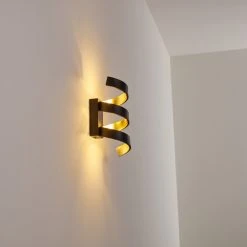 Hofstein Rezat Wandleuchte LED Schwarz-Gold, 1-flammig -Wandleuchten Verkauf rezat wandleuchte h3308509 11