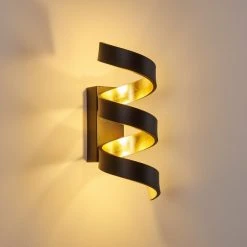 Hofstein Rezat Wandleuchte LED Schwarz-Gold, 1-flammig -Wandleuchten Verkauf rezat wandleuchte h3308509 3