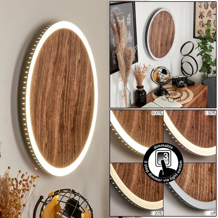 Hofstein Rocha Wandleuchte LED Schwarz, Braun, Holzoptik, 1-flammig 1 Hofstein Rocha Wandleuchte LED Schwarz, Braun, Holzoptik, 1-flammig