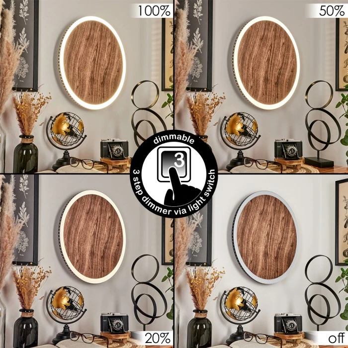 Hofstein Rocha Wandleuchte LED Schwarz, Braun, Holzoptik, 1-flammig 2 Hofstein Rocha Wandleuchte LED Schwarz, Braun, Holzoptik, 1-flammig - Image 2