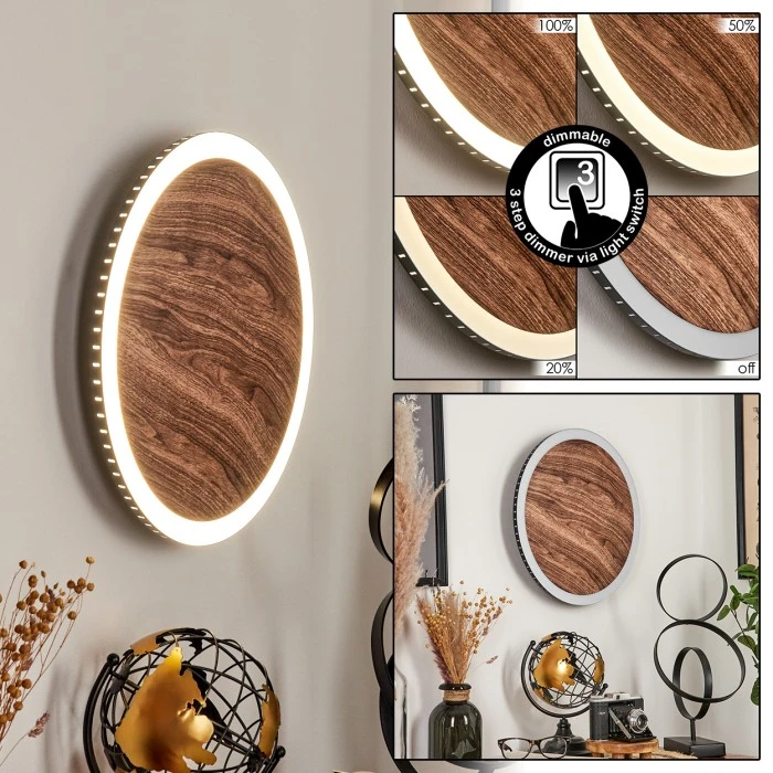 Hofstein Rocha Wandleuchte LED Schwarz, Braun, Holzoptik, 1-flammig 1 Hofstein Rocha Wandleuchte LED Schwarz, Braun, Holzoptik, 1-flammig