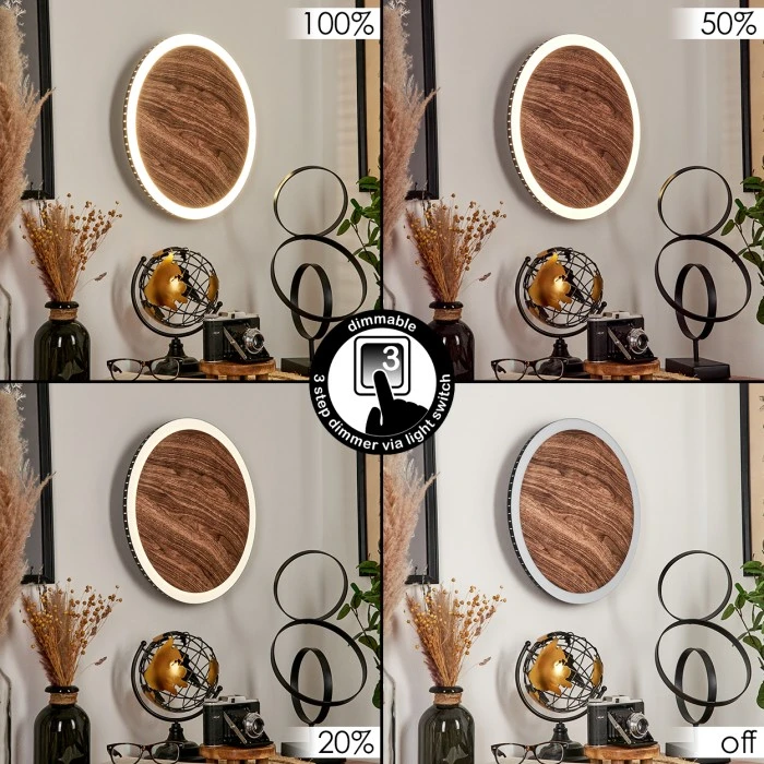 Hofstein Rocha Wandleuchte LED Schwarz, Braun, Holzoptik, 1-flammig 2 Hofstein Rocha Wandleuchte LED Schwarz, Braun, Holzoptik, 1-flammig - Image 2