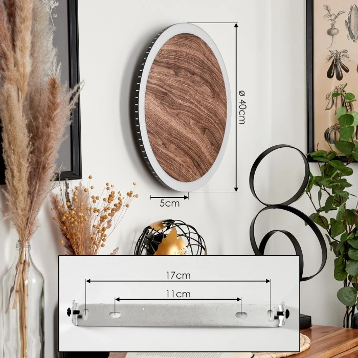 Hofstein Rocha Wandleuchte LED Schwarz, Braun, Holzoptik, 1-flammig 4 Hofstein Rocha Wandleuchte LED Schwarz, Braun, Holzoptik, 1-flammig - Image 4