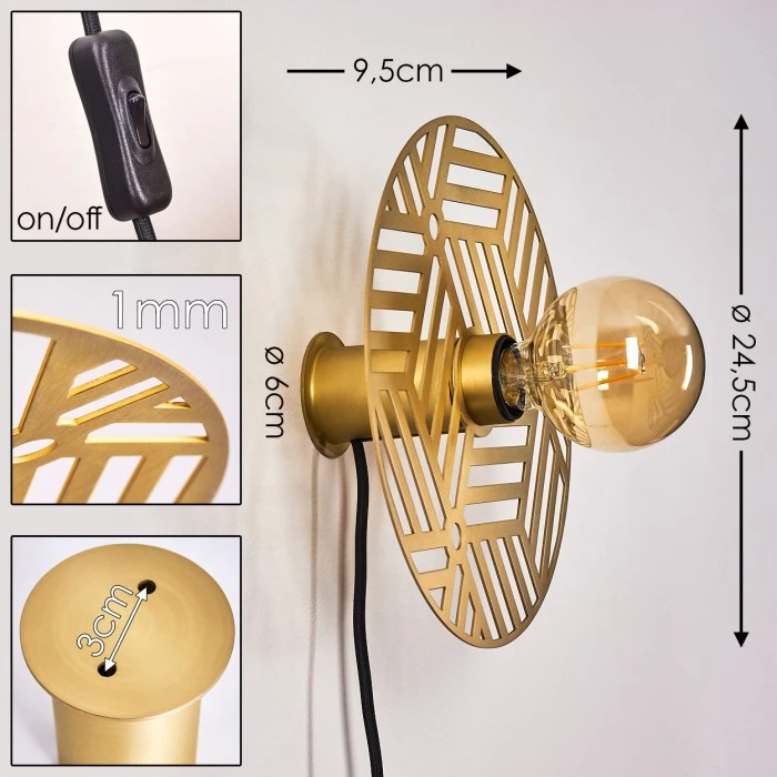 Hofstein Ruanda Wandleuchte Messing, Gold, 1-flammig 2 Hofstein Ruanda Wandleuchte Messing, Gold, 1-flammig - Image 2