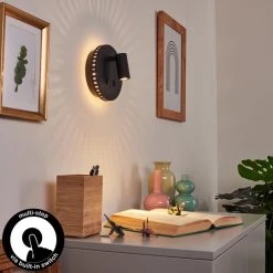 Hofstein Rukutu Wandleuchte LED Schwarz, 2-flammig