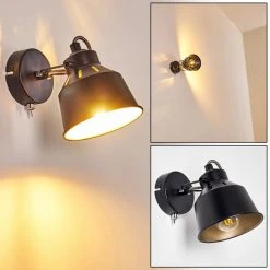 Hofstein Safari Wandleuchte Schwarz, 1-flammig