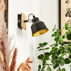 Hofstein Safari Wandleuchte Chrom, Schwarz, Holz hell, 1-flammig -Wandleuchten Verkauf safari wandleuchte h3580899 11