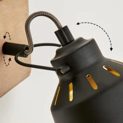 Hofstein Safari Wandleuchte Chrom, Schwarz, Holz dunkel, 1-flammig -Wandleuchten Verkauf safari wandleuchte h3580936 5