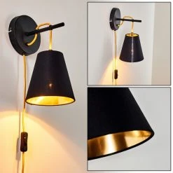 Hofstein Saillon Wandleuchte Schwarz, 1-flammig