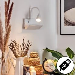 Hofstein Sarnen Wandleuchte Weiß, 1-flammig