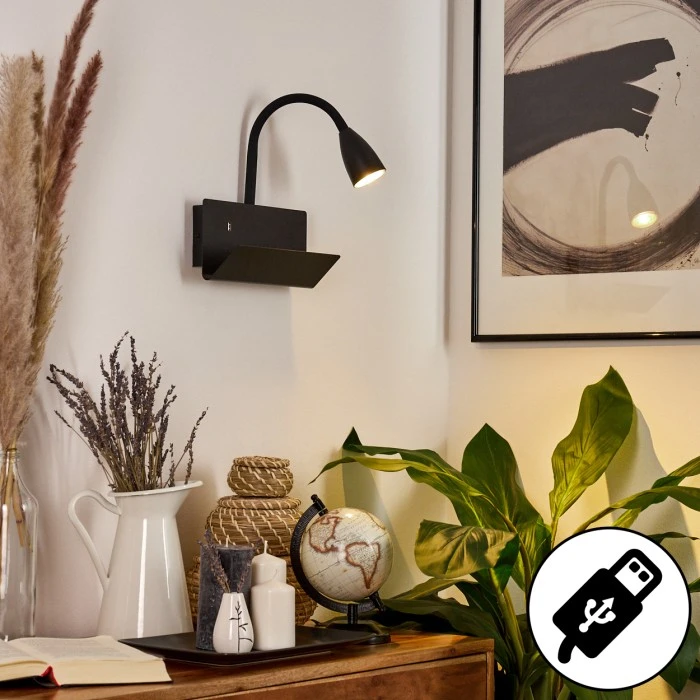 Hofstein Sarnen Wandleuchte Schwarz, 1-flammig 1 Hofstein Sarnen Wandleuchte Schwarz, 1-flammig