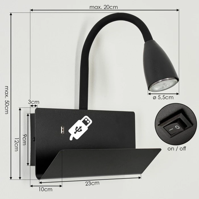 Hofstein Sarnen Wandleuchte Schwarz, 1-flammig 4 Hofstein Sarnen Wandleuchte Schwarz, 1-flammig - Image 4