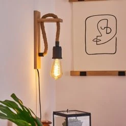 Hofstein Sunnyvale Wandleuchte Schwarz, Braun, Holz hell, 1-flammig -Wandleuchten Verkauf sunnyvale wandleuchte h3369586 11