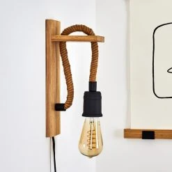 Hofstein Sunnyvale Wandleuchte Schwarz, Braun, Holz hell, 1-flammig -Wandleuchten Verkauf sunnyvale wandleuchte h3369586 8